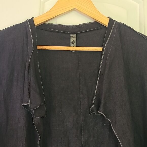 Xiao Open Front Cardigan Duster Linen Lagen Look Look Size XL - Picture 2 of 11